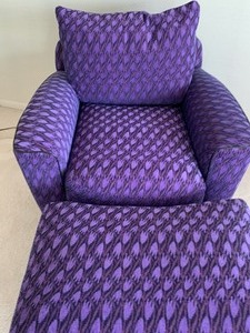 lot 50 image: Beautiful Deep Purple Upholstered Chair and Ottoman