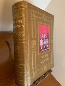 lot 81 image: Decorative Book Stand & Book The Holy Scriptures A Jewish Family Bible
