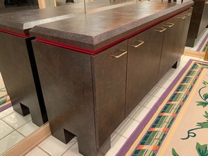 lot 100 image: Large Console Cabinet with Faux Leather Finish