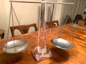 lot 101 image: Scales of Justice with Lucite Base