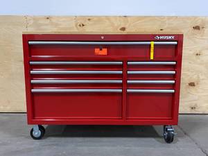 HUSKY 52 in. W 9-Drawer Deep Tool Chest Mobile Workbench in Gloss Red