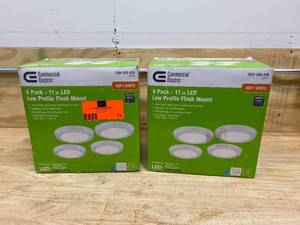 COMMERCIAL ELECTRIC Lot of 2-  (4 PACK) Commercial Electric 11 in. White Low Profile LED Flush Mount Ceiling