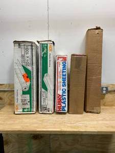 Lot of 5 Boxes of Various Plastic Sheeting