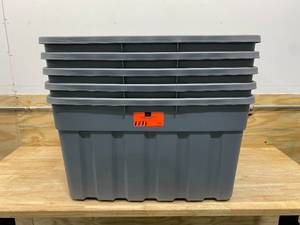 HUSKY Lot of 5-  37 Gallon Heavy-Duty Totes