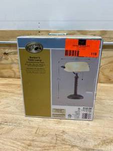 HAMPTON BAY 15 in. Oil Rubbed Bronze Bankers Lamp with Pull Chain