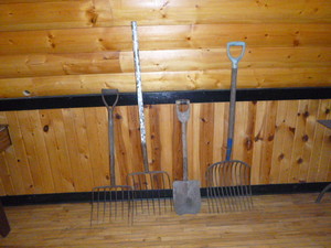 3 Hay Forks and Shovel