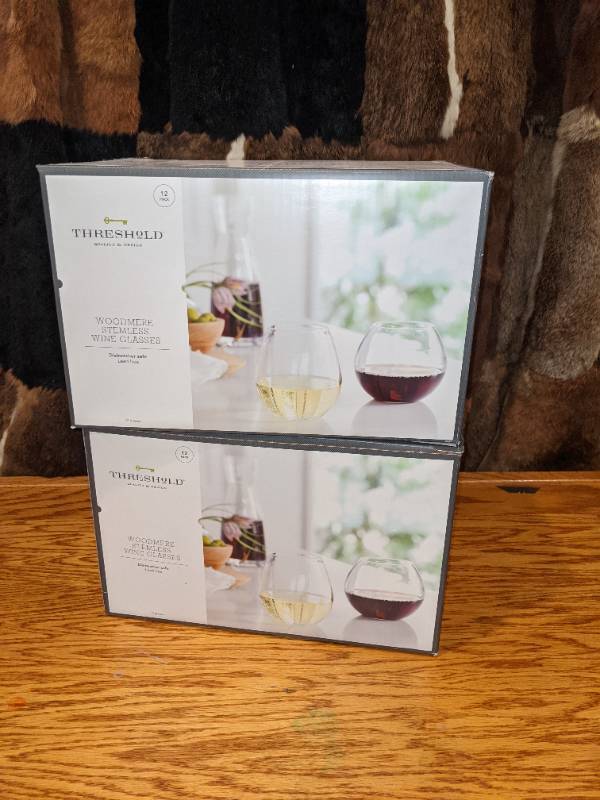Threshold Woodmere Stemless Wine Glass Sets for Sale in Hamburg, MN |  Online Auction | K-BID