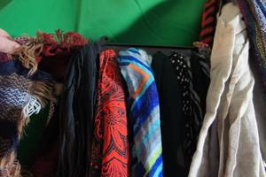 lot 143 image: Large Array of Scarves and a Scarf Holder