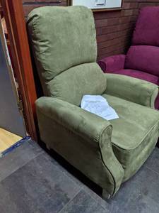 lot 11 image: Microfiber Wingback Recliner, Sage Green