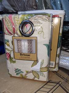 lot 211 image: Pair of Brissac 50 x 84 Floral Pattern Grommet Curtain Panels