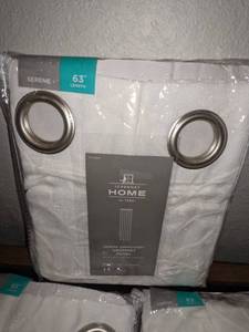 lot 205 image: 3 JC Penney Home Serene Embroidery Grommet Panel Curtains 50 x 63