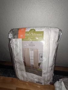 lot 202 image: JC Penney Home Quinn Lattice & Quinn Basketweave Grommet Panel Curtains 50 x 95, 50 x 95