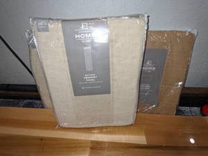 lot 208 image: JC Penney Home Bayview Grommet Curtain Panels & Valance  50 x 108
