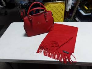 Red Handbag & Red Cashmere Scarf