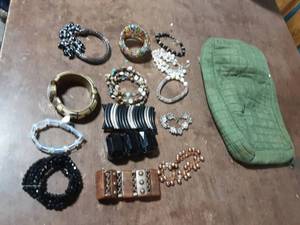 Assortment Of Bracelets & Storage Bag