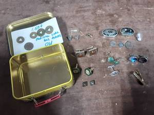 Tokens, Tie Tacks, Cuff Links, Stash Boxes All In Mini Lunchbox Tin