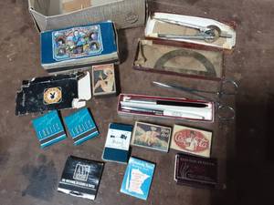 Vintage Compass, Pens & Match Books