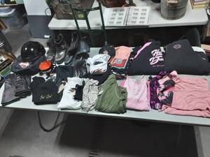 Large Lot Of Womens Harley Davidson Boots (Sizes 7-7.5) & Apparel
