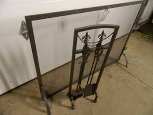 lot 6A image: New Fireplace Screen with Tool Set - Scratch and Dent