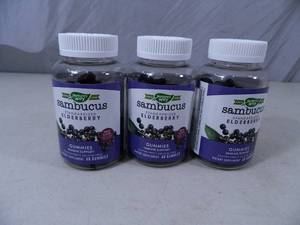lot 28 image: 3 New Bottles of Natures Way Sambucus Elderberry Gummies