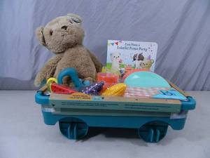 lot 34 image: New Teddy Bear Playset with Book and Wagon
