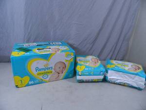 lot 61 image: 3 New Packs of Pampers Swaddlers