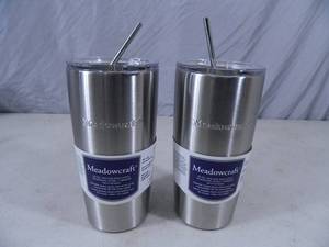lot 88 image: 2 New Meadowcraft Tumbler with Metal Straws