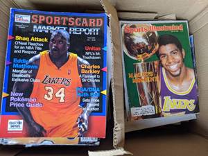 lot 168 image: Box Filled with Basketball & Baseball Magazines