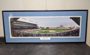 lot 20 image: Framed Chicago Cubs Wrigley Field Batter Up Panoramic Print