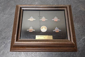 lot 28 image: Pro Football Hall of Fame 1985 #563 Collectors Series Pin Set - Framed