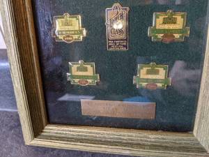lot 31 image: Pro Football Hall of Fame 1990 Collector Series Pin Set - Framed