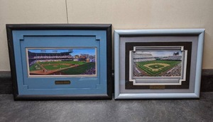 lot 36 image: Framed Baseball Prints Mile High Stadium & Ebbets Field