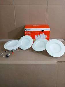 lot 2 image: 56 in. Matte White Integrated LED Recessed Trim 5-Ways (4-Pack) by Commercial Electric- open box not used