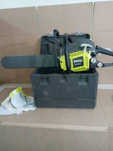lot 6 image: 18 in. 38cc 2-Cycle Gas Chainsaw with Heavy Duty Case by RYOBI- used
