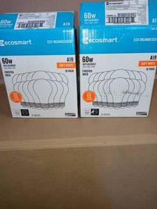 lot 9 image: 60-Watt Equivalent A19 Dimmable Halogen Light Bulb Soft White (16-Pack)- not used set of 2