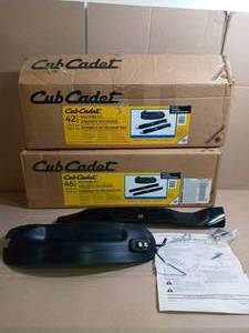 lot 18 image: Original Equipment 42 in. Mulching Kit with Blades for Lawn Tractors (2012 and After) and 46 in. Mulching Kit with Blades for Lawn Tractors and Zero Turn Mowers (2010 and After) by Cub Cadet- not used