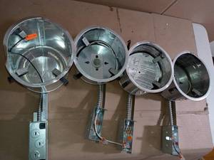 lot 48 image: H27 6 in. Aluminum Recessed Lighting Housing for Remodel Shallow Ceiling, Insulation Contact, Air-Tite by Halo- set of 4 used