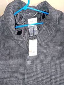 lot 64 image: Mens Plaid Standard Fit Overcoat - Goodfellow & Co Dark Heather M- not used