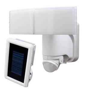 lot 25 image: 180-Degree White Solar Powered Motion LED Security Light with Battery Backup by Defiant- open box not used