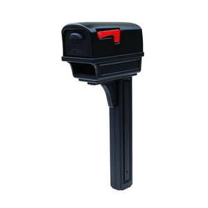 lot 46 image: Gentry All-in-One, Large, Plastic, Mailbox and Post Combo, Black by Gibraltar Mailboxes- open box not used
