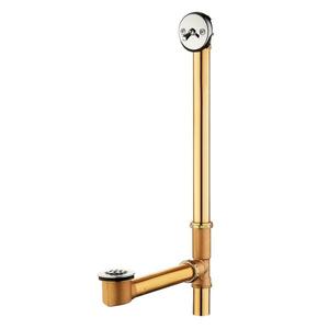 lot 61 image: Trip Lever 1-12 in. 20-Gauge Brass Pipe Whirlpool Bath Waste and Overflow Drain in Chrome by Everbilt- open box not used