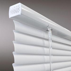 lot 33 image: White Cordless 1 in. Room Darkening Vinyl Blind - 23 in. W x 48 in. L (Actual Size 22.5 in. W x 48 in. L) by Hampton Bay- not used set of 3