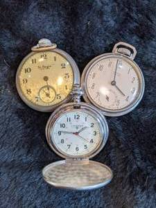 lot 167 image: 3 Pocket Watches - Westclox, St. Regis and Coleman