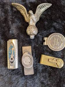 lot 158 image: Silver Money Clips, Lighter Holder and More