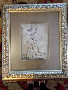 lot 208 image: Lady Bathing in ornate Gold Frame