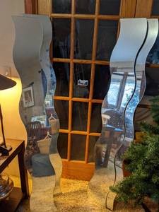 lot 213 image: 4 Swirly Mirror Panels