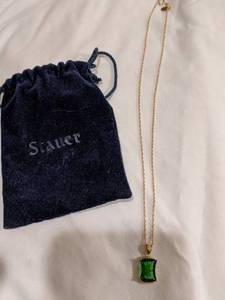 lot 132 image: Stauer Necklace with Green Stone and 925 Chain