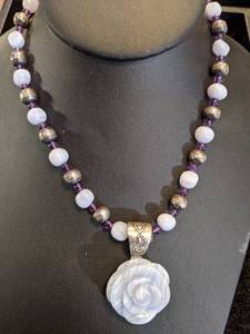 lot 121 image: Carolyn Pollack Sterling Silver and Blue Lace Agate Statement Necklace