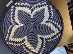 lot 296 image: All Across Africa Handwoven Dyed Sisal Fibers and Sweet Grass Bowl