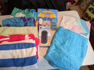 lot 37 image: Lets Go to the Beach - Towels, Waterproof Speaker, Beach Umbrella Stand